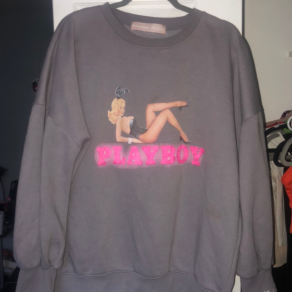 gray playboy crewneck sweatshirt